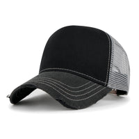 Premium Distressed Mesh Trucker Hat, Contrast Stitch Blank Cap