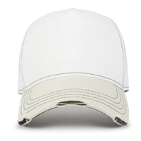 Premium Distressed Mesh Trucker Hat, Contrast Stitch Blank Cap