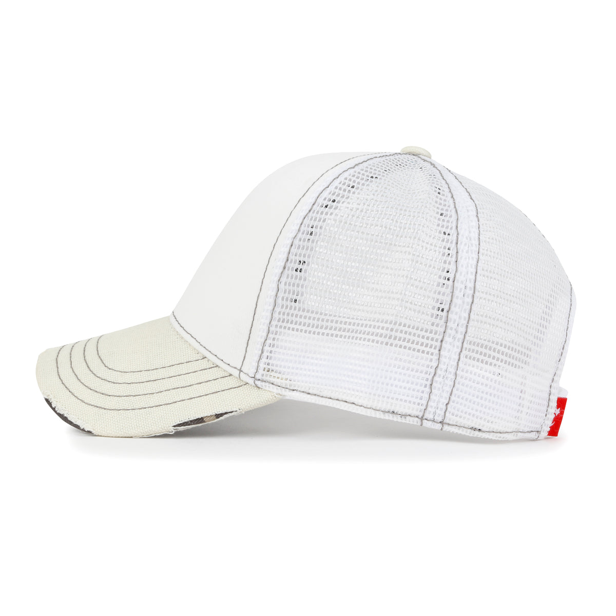 Premium Distressed Mesh Trucker Hat, Contrast Stitch Blank Cap