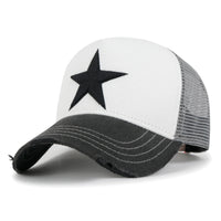 ililily Premium Star Embroidery Structured Crown Vintage Trucker Hat