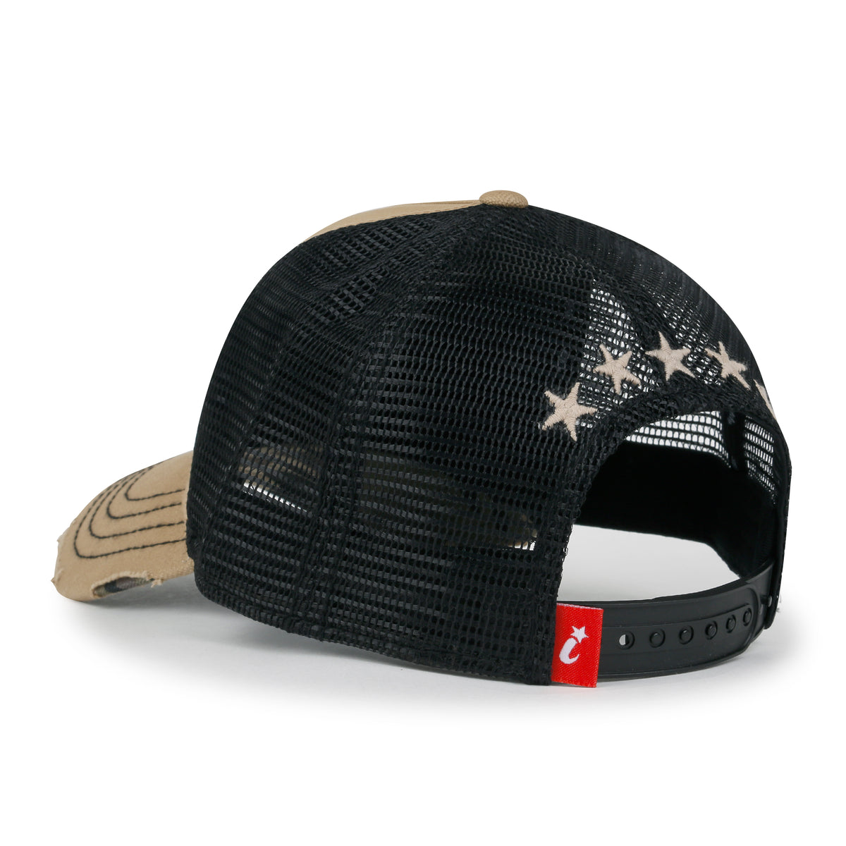 ililily Premium Star Embroidery Structured Crown Vintage Trucker Hat