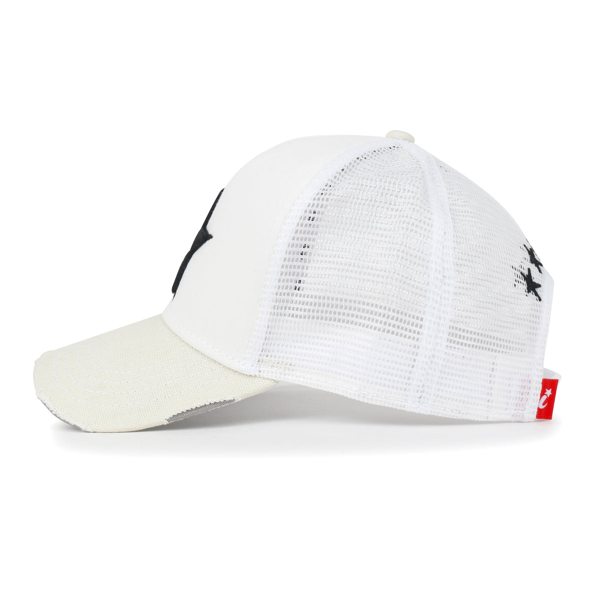 ililily Premium Star Embroidery Structured Crown Vintage Trucker Hat