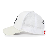ililily Premium Star Embroidery Structured Crown Vintage Trucker Hat