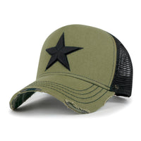 ililily Premium Star Embroidery Structured Crown Vintage Trucker Hat