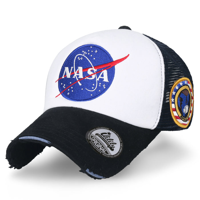 ililily NASA Meatball Logo Embroidery Baseball Cap Apollo 1 Patch Trucker Hat