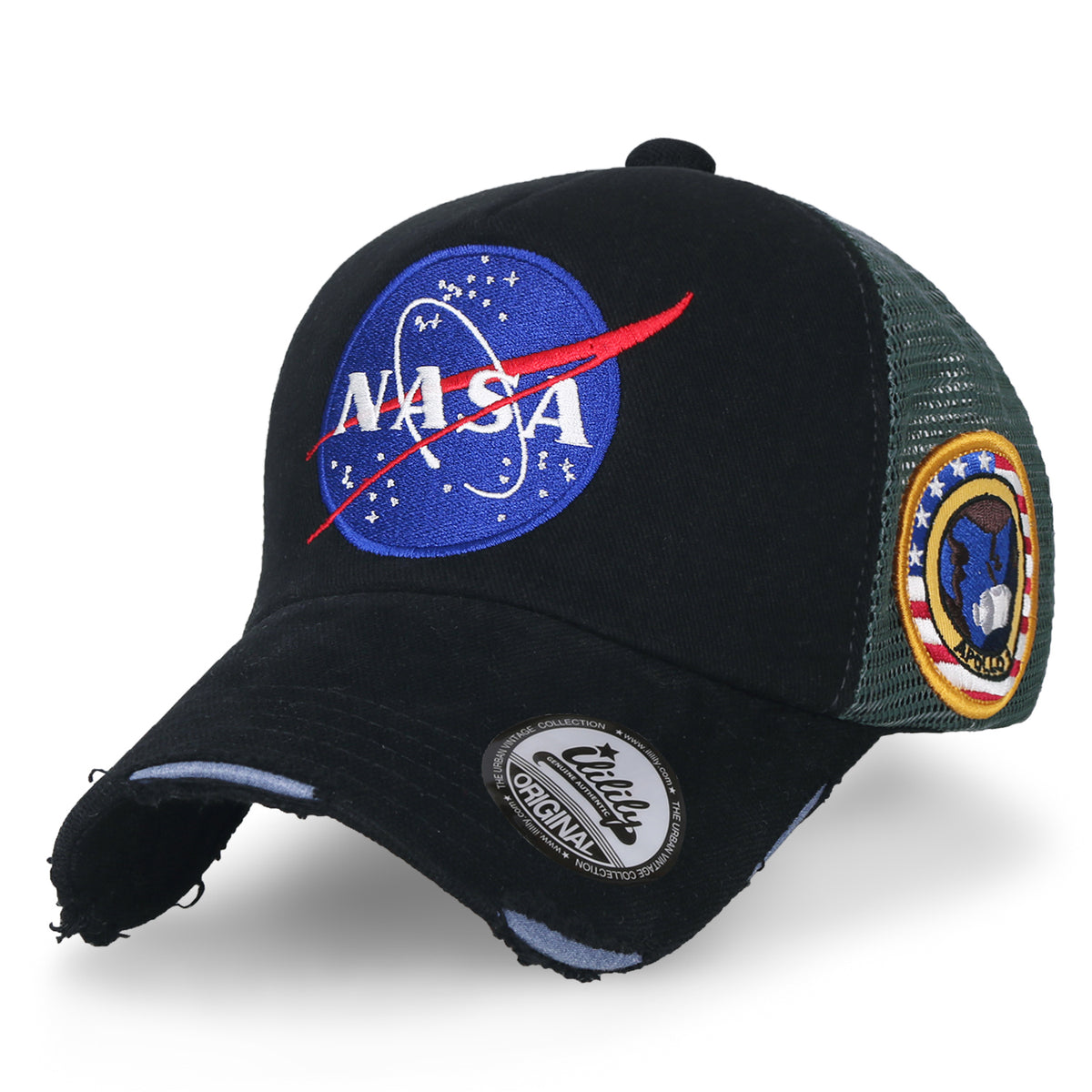 ililily NASA Meatball Logo Embroidery Baseball Cap Apollo 1 Patch Trucker Hat