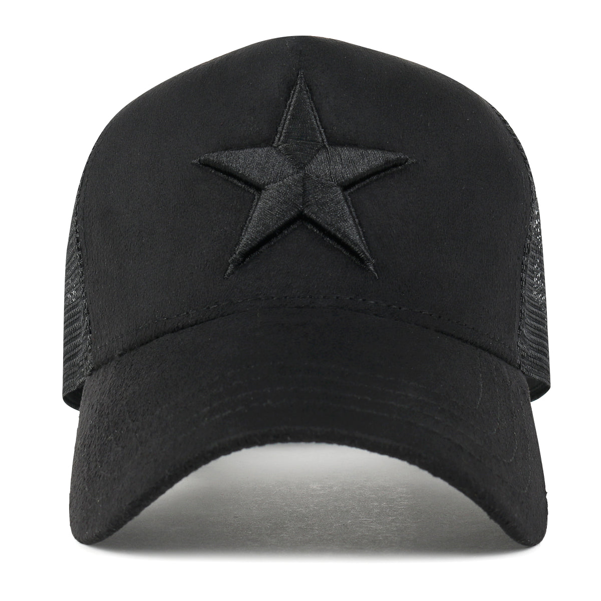 ililily PREMIUM Star Embroidery Baseball Cap Faux Suede Trucker Hat