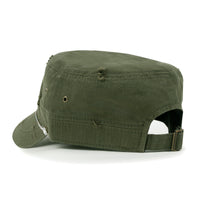 ililily Vintage Distressed Rhineston Lined Cadet Cap Cotton Army Hat