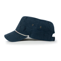 ililily Vintage Distressed Rhineston Lined Cadet Cap Cotton Army Hat