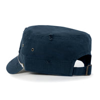 ililily Vintage Distressed Rhineston Lined Cadet Cap Cotton Army Hat