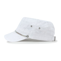 ililily Vintage Distressed Rhineston Lined Cadet Cap Cotton Army Hat