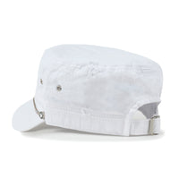 ililily Vintage Distressed Rhineston Lined Cadet Cap Cotton Army Hat