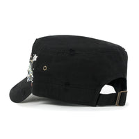 ililily Vintage Distressed Star Spangle Cotton Army Hat Rhinestone Cadet Cap
