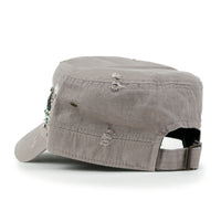 ililily Vintage Distressed Star Spangle Cotton Army Hat Rhinestone Cadet Cap