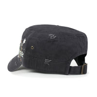 ililily Vintage Distressed Star Spangle Cotton Army Hat Rhinestone Cadet Cap