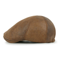 ililily Faux Leather Flat Cap Vintage Cabbie Hat Gatsby Ivy Irish Hunting Newsboy Stretch-fit