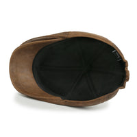 ililily Faux Leather Flat Cap Vintage Cabbie Hat Gatsby Ivy Irish Hunting Newsboy Stretch-fit
