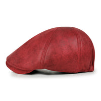 ililily Faux Leather Flat Cap Vintage Cabbie Hat Gatsby Ivy Irish Hunting Newsboy Stretch-fit