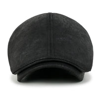 ililily Faux Leather Flat Cap Vintage Cabbie Hat Gatsby Ivy Irish Hunting Newsboy Stretch-fit