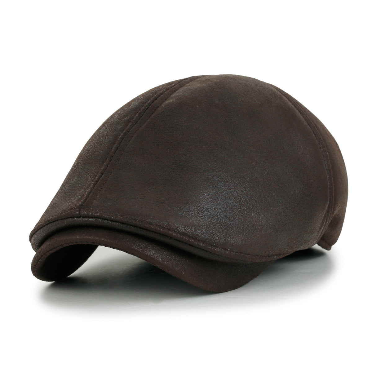 ililily Faux Leather Flat Cap Vintage Cabbie Hat Gatsby Ivy Irish Hunting Newsboy Stretch-fit