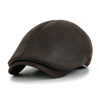 ililily Faux Leather Flat Cap Vintage Cabbie Hat Gatsby Ivy Irish Hunting Newsboy Stretch-fit