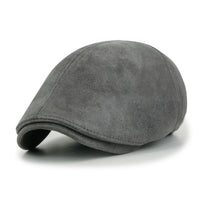 ililily Faux Leather Flat Cap Vintage Cabbie Hat Gatsby Ivy Irish Hunting Newsboy Stretch-fit