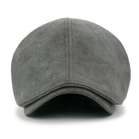 ililily Faux Leather Flat Cap Vintage Cabbie Hat Gatsby Ivy Irish Hunting Newsboy Stretch-fit